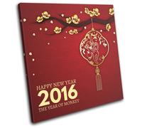 Chinese New Year Monkey Religion SINGLE TELA parete arte foto stampa