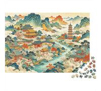 Chinese Painting Puzzles 1000 Pezzi Riciclato Materiale Chinese Architecture Puzzle for Ragazzi e Ragazze Divertente Regalo e Activity for Home Ideal for Childdi Birthday Regalo 70x50cm/1000pezzi