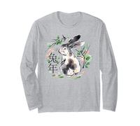 Chinese Rabbit New Year, The Cottage Core Bunny Maglia a Manica