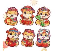 Chinese Red Envelope, Cartoon Lunar Red Packet, 6 Pieces Year of the Snake Hong Bao, Thick Money Holder for Spring Festival, New Year Celebration Accessory, Ideal for Children, Family, Friends