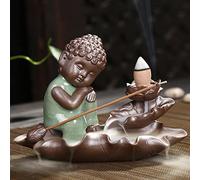 Chinese-Style Monk Side Lying Incense Burner Ge Kiln Aromatherapy Burner Creative Ceramic lwood Burner Home Decoration (A)