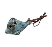 Chinese Styles Ocarina in ceramica a 6 fori facile da suonare strumento a fiato portatile con corda cerata, ocarina in ceramica fatta a mano
