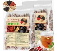 Chinese Tea, Ginseng Six Treasure Kidney Tea Formula, Men's Health Herbal 5 Precious Ingredients Scented Red Date Wolfberry Chinese Kidney Cleanse Mulberry