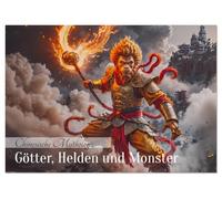 Chinesische Mythologie - Götter, Helden und Monster (Tischkalender 2026 DIN A5 quer), CALVENDO Monatskalender: Ein imposanter Kalender mit 12 epischen Bildern chinesischer Götter und Mythenwesen.