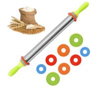 Chingcoo Mattarello in acciaio inox, mattarello regolabile, in acciaio inox, con manico, per mattarello, grande con 4 distanziatori, per pizza, biscotti, pasticcini, 61 cm