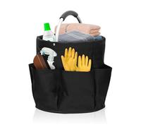 Chingcoo Organizer per la pulizia, portatile, da 17 l, pieghevole, con manico e 6 scomparti, per la pulizia, per interni, giardino, bagno (nero)