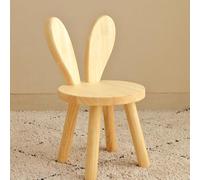 Chingcoo Sedia per bambini in legno, 45 × Ø 26 cm, in legno massello con orecchie di coniglio, piedini in gomma antiscivolo, per la cameretta dei bambini, per mangiare, dipingere e giocare