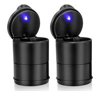 Chingde Posacenere Auto, Posacenere Portatile, Luce LED Automatica, Sigillato, Ignifugo, Resistente Ad Alta Temperatura, Staccabile, Grande Capacità (2 Pezzi)
