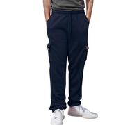 Chino, pantaloni cargo da uomo in cotone, elastico in vita con coulisse, casual, multi-tasche, tinta unita, slim fit, in tessuto, per il tempo libero, pantaloni capri da jogging da uomo, #4-blu marino