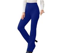 Chino, pantaloni da donna elasticizzati, a vita alta, in cotone, da lavoro, da lavoro, da golf, in tinta unita, dritti, eleganti pantaloni da fitness, comodi da yoga, traspiranti, Blu, s