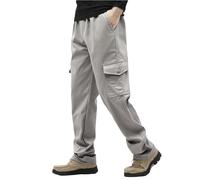 Chino Pantaloni da uomo neri vestibilità normale, pantaloni cargo da uomo, colore nero, larghi, in tinta unita, elasticizzati, con tasche multiple, dritti, per il tempo libero, da trekking, eleganti