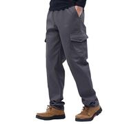 Chino Pantaloni da uomo neri vestibilità normale, pantaloni cargo da uomo, colore nero, larghi, in tinta unita, elasticizzati, con tasche multiple, dritti, per il tempo libero, da trekking, eleganti