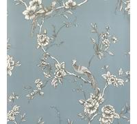 Chinoise Orientale Fioritura Albero Rami Esotico Uccelli Parati - Blu 900102