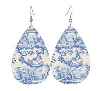Chinoiserie Ancient Rural Courtly Manor Pattern Orecchini In Pelle Stampato Orecchini Leggera Accessori Per Cosplay Carnevale