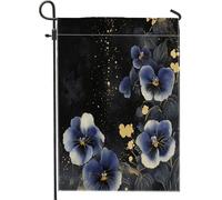 Chinoiserie - Bandiere da giardino con viola del pensiero, 30,5 x 45,7 cm, double face, per esterni, decorazione artistica asiatica, bandiera per casa in tela, bandiera floreale giapponese per esterni