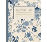 Chinoiserie Bird & Floral Composition Notebook | 7.5” x 9.25” College Ruled, 110 Pages: Beautiful and elegant vintage-style writing notebook with ... for journaling, note-taking, or gifting.