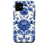 Chinoiserie Blue and White Floral Damask Pattern Vintage Custodia per iPhone 11