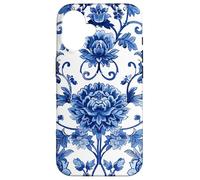 Chinoiserie Blue and White Floral Damask Pattern Vintage Custodia per iPhone 16