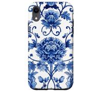 Chinoiserie Blue and White Floral Damask Pattern Vintage Custodia per iPhone XR