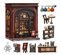 Chinoket Book Nook Kit-Modello di caffè Warmglow, puzzle in legno 3D fai da te con LED, set fai da te per adulti e ragazzi, Idea Regalo Creativa,decorazione per libreria