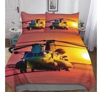 Chinook Under The Sunset Calore Per Dormire Set Copripiumino, Lavabile Set Di Biancheria Da Letto Con Federe Elicottero militare Biancheria Da Letto King（220x240cm）
