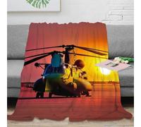 Chinook Under The Sunset Coperta Matrimoniale Pile, 70x80inch(180x200cm) Coperta Per Divano Morbida, Plaid Pile Elicottero militare Blanket Per Letto Caldo E Confortevole, Couverture Poids Lourd Théra