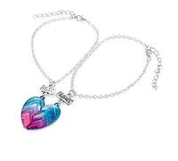 CHINPING 2 braccialetti dell'amicizia arcobaleno con incisione di ciondoli Best Friends per donne bambini, regali braccialetto di amore cuore regolabili compleanno migliore amico della coppia BFF, One