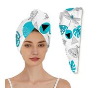 Chintiz Asciugamano per capelli in microfibra da donna, motivo geometrico con insetti, stile boho, super assorbente, ad asciugatura rapida, anti-crespo, morbido, turbante elastico, design ad anello