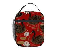 Chintiz Black Swan - Borsa termica per il pranzo per bambini, riutilizzabile, con tasca frontale in rete laterale, impermeabile, a prova di perdite, per scuola, viaggi, picnic, spiaggia, lavoro