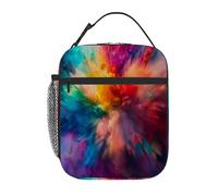 Chintiz Borsa per il pranzo colorata isolata dalla polvere per bambini, riutilizzabile, con tasca frontale in rete laterale, impermeabile, a prova di perdite, per scuola, viaggi, picnic, spiaggia