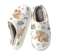 Chintiz Pantofole da donna, calde, morbide, in memory foam | Suola in gomma antiscivolo, per camera da letto, comoda fodera in pile, per interni ed esterni, motivo floreale mammut