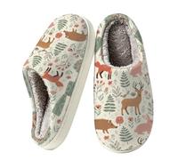 Chintiz Pantofole da donna in memory foam, morbide e calde | Suola in gomma antiscivolo, per camera da letto, comoda fodera in pile, per interni ed esterni, animali volpi, cervi Boho
