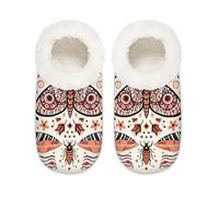 Chintiz Pantofole da donna, morbide, accoglienti, calde, da donna, unisex, misteriose falene, pelose, antiscivolo, chiuse sul retro, scarpe da casa per l'inverno, camera da letto, interni ed esterni