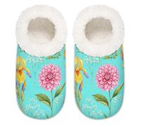 Chintiz Pantofole da donna, morbide, accoglienti, calde, per donne e uomini, con iris e farfalle, in peluche, antiscivolo, con retro chiuso, scarpe da casa per l'inverno, camera da letto, interni ed