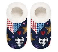 Chintiz Pantofole da donna, morbide, accoglienti, calde, per donne, uomini, pied de poule, cuori, stelle, pelose, antiscivolo, con retro chiuso, scarpe da casa per l'inverno, camera da letto, interni