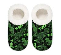 Chintiz Pantofole da donna morbide e calde, da donna, da uomo, con dinosauro tirannosauro Rex, peloso, antiscivolo, con retro chiuso, scarpe da casa per l'inverno, camera da letto, interni ed esterni