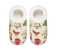 Chintiz Pantofole da donna morbide e calde, da donna, per colazione, pane, caffè, pelose, antiscivolo, chiuse, con retro chiuso, scarpe da casa per l'inverno, camera da letto, interni ed esterni