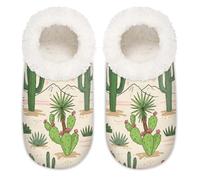 Chintiz Pantofole da donna morbide e calde, da donna, unisex, con cactus del deserto, in peluche, antiscivolo, chiuse, con retro chiuso, scarpe da casa per l'inverno, camera da letto, interni ed
