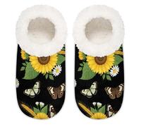 Chintiz Pantofole da donna morbide e calde, da donna, unisex, con girasole, margherita, farfalla, pelose, antiscivolo, chiuse sul retro, scarpe da casa per l'inverno, camera da letto, interni ed