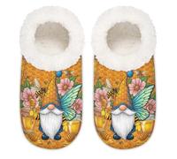 Chintiz Pantofole da donna morbide e calde, da donna, unisex, con gnomo peloso, antiscivolo, con retro chiuso, scarpe da casa per l'inverno, camera da letto, interni ed esterni, Gnomo d'api, Medium