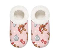 Chintiz Pantofole da donna morbide e calde, da donna, unisex, con omino di pan di zenzero di Natale, in peluche, antiscivolo, con retro chiuso, scarpe da casa per l'inverno, camera da letto, interni