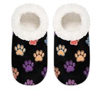 Chintiz Pantofole da donna morbide e calde, da donna, unisex, con simpatiche impronte di zampa di gatto, in peluche, antiscivolo, chiuse sul retro, scarpe da casa per l'inverno, camera da letto