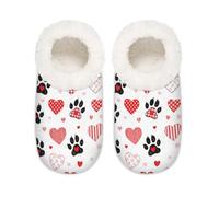 Chintiz Pantofole da donna morbide e calde, da donna, unisex, con zampa di cane, cuore, pelose, antiscivolo, chiuse sul retro, scarpe da casa per l'inverno, camera da letto, interni ed esterni, Cuore