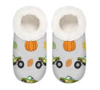 Chintiz Pantofole da donna morbide e calde, da donna, unisex, con zucca autunnale Monster Trucks Fuzzy peluche antiscivolo chiuso posteriore scarpe da casa per l'inverno, camera da letto, interni ed