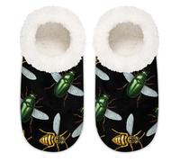 Chintiz Pantofole da donna morbide e calde, da donna, unisex, in peluche, antiscivolo, chiuse, per l'inverno, camera da letto, interni ed esterni, Falena degli insetti, X-Large