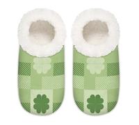 Chintiz Pantofole da donna morbide e calde, per donne e uomini, per il giorno di San Patrizio, trifoglio, in peluche, antiscivolo, con retro chiuso, scarpe da casa per l'inverno, camera da letto