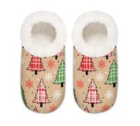 Chintiz Pantofole da donna morbide e calde, per donne, uomini, albero di Natale, fiocchi di neve, pelose, antiscivolo, chiuse sul retro, scarpe da casa per l'inverno, camera da letto, interni ed