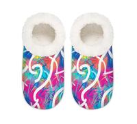 Chintiz Pantofole da donna morbide e calde, per donne, uomini, arte astratta, pelosa, antiscivolo, con retro chiuso, scarpe da casa per l'inverno, camera da letto, interni ed esterni, Arte astratta