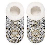 Chintiz Pantofole da donna morbide e calde, per donne, uomini, arte geometrica, pelosa, antiscivolo, con retro chiuso, scarpe da casa per l'inverno, camera da letto, interni ed esterni, Arte