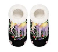 Chintiz Pantofole da donna morbide e calde, per donne, uomini, elefanti, fiori, pelose, antiscivolo, chiuse, con retro chiuso, scarpe da casa per l'inverno, camera da letto, interni ed esterni, Fiori